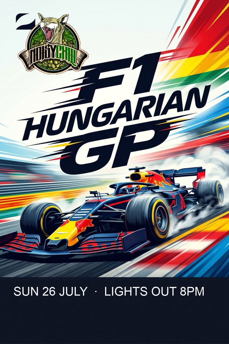 rielBrewing's tweet photo. 🏁 F1 HUNGARIAN GP on the big screens tonight! Lights out 8pm this Sun 26 July — last race before the summer break, so make it count. BBQ from noon, comedy at 6pm, then engines 🏎️🍺 https://t.co/cdCSIh4N3n