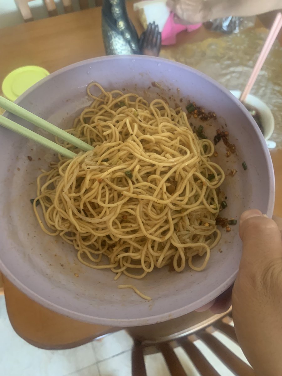 JamesCageWhite's tweet photo. I’m eating noodles as reward. Very yummy very spicy I like it https://t.co/Wmb1zzBaOX
