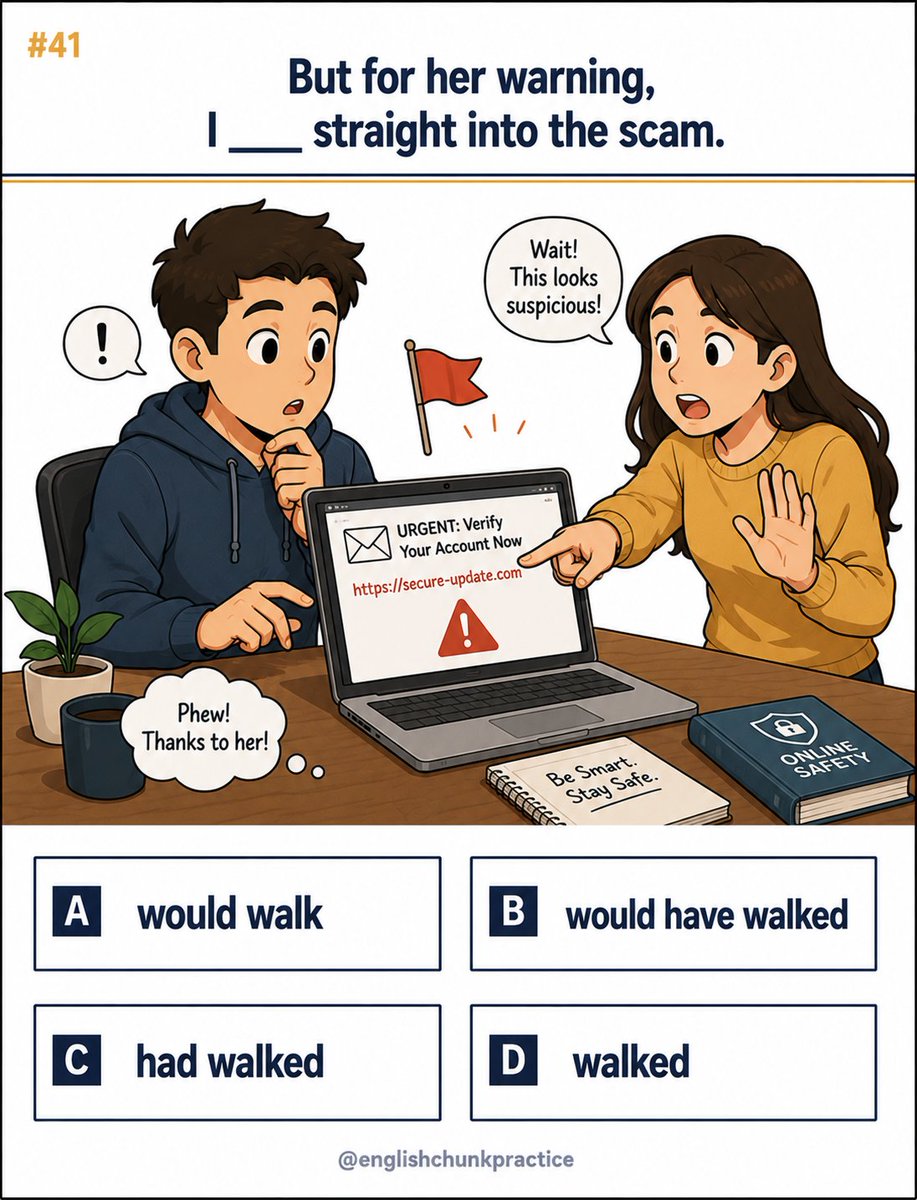 english_chunk's tweet photo. Security warning! Over 85% of English learners miss this advanced conditional rule! https://t.co/BZcUSlHxCk