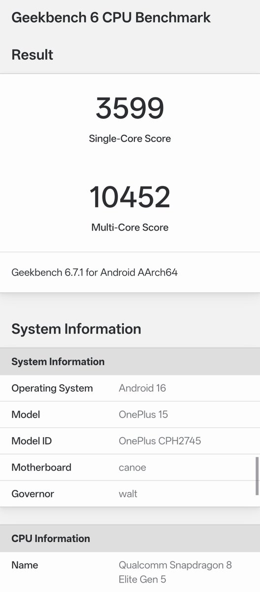 OnePlusClub's tweet photo. OnePlus 15 Geekbench 6 vs Geekbench 7 CPU score https://t.co/iUfb3XgcqN