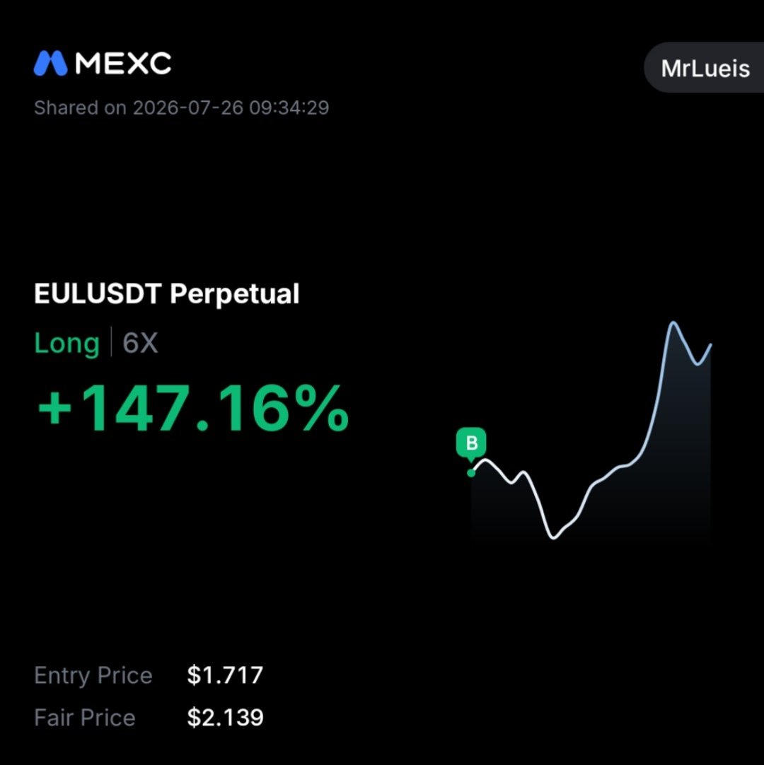 Mr_Lueis's tweet photo. GM, traders! ☀️

How much did you make from $EUL ? 

One thing I want to say: never ignore my market predictions. Every call I share is backed by hours of research, market structure, and information that I simply can't explain publicly in a single post.

If you've been following my updates, you already know what I mean. 😉

Have a great day, everyone! 

#EUL #Crypto #Trading #DeFi