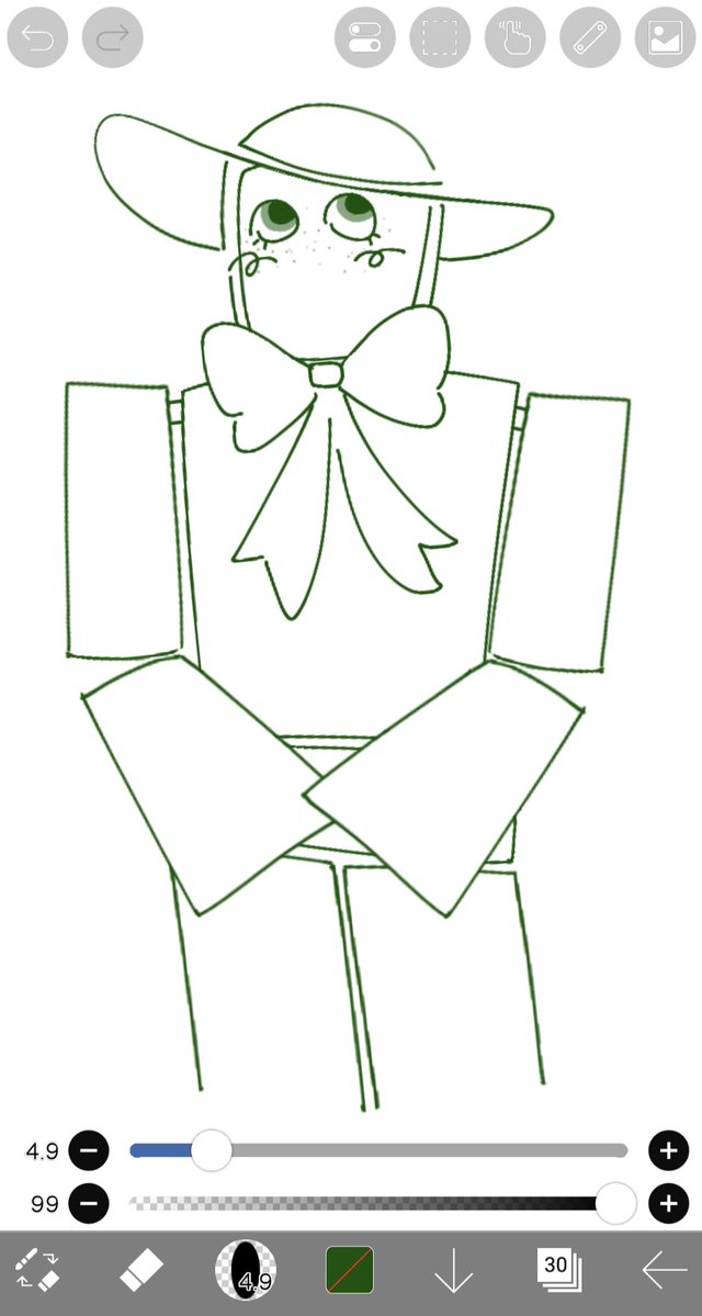 J1MPUTER's tweet photo. my stupid ragdoll oc that i hate

her name is absurdly long (ludicrous floppy hat with unreasonably large bow) so they just let people call them whatever. her favorite name is lucy

her forearms are flared/wedges and maybe i will stylize them soon. maybe https://t.co/NVzqNe2LTn