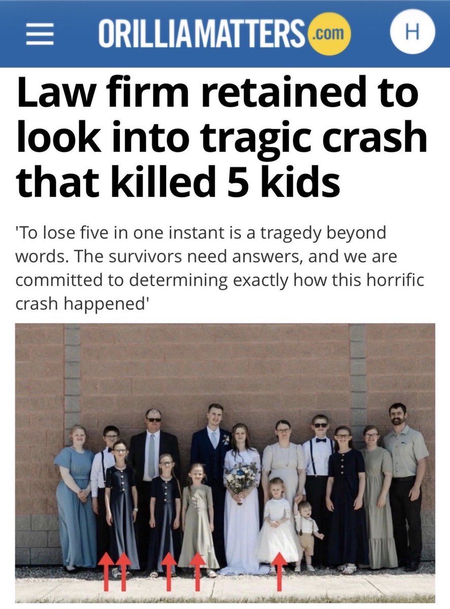 JoniWagner's tweet photo. Over a month after five children were killed in that Mapleton crash, the families still have no answers. So they had to hire a law firm to force the truth out of the system. 

Police still won’t name the ‘Brampton SUV driver’. Still no photo. Still no explanation for why he may have blown through that stop sign. Media won’t press them.

If this had been some white guy from a farm down the road, we’d have his full name, mugshot, and a full history.

Instead we get ‘42 year old man from Brampton’ and a shrug.

They’re hiding something. And every single one of us knows exactly what it is.