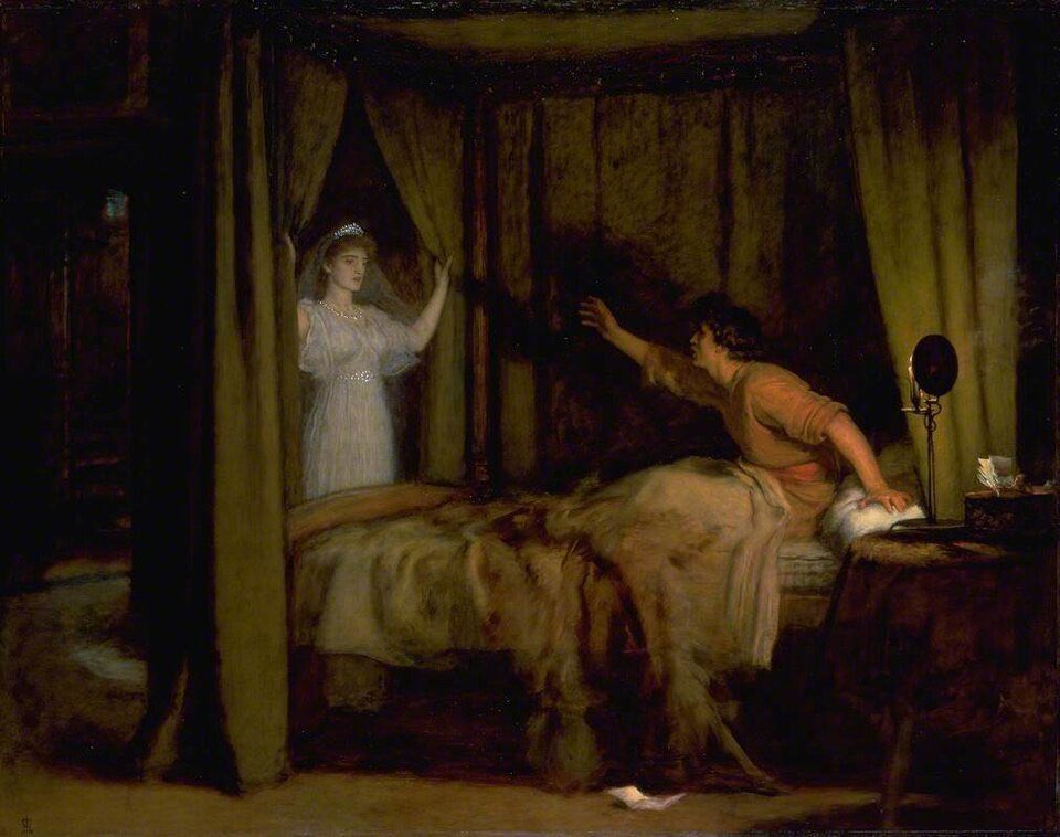 sdsabbath's tweet photo. 本日7月26日は、 #幽霊の日 👻

・ジョルジュ・ルー《亡霊》(1885)

・ジョン・エヴァレット・ミレイ《喋って！喋って！》(1895)

・オディロン・ルドン、《Ⅰ. 私はその上に、人の形をしたぼんやりとした輪郭を見た》(1896)

・アデレード・ソフィア・クラクストン《階段の上のパーティー》(1875) https://t.co/bVkcY06ArT