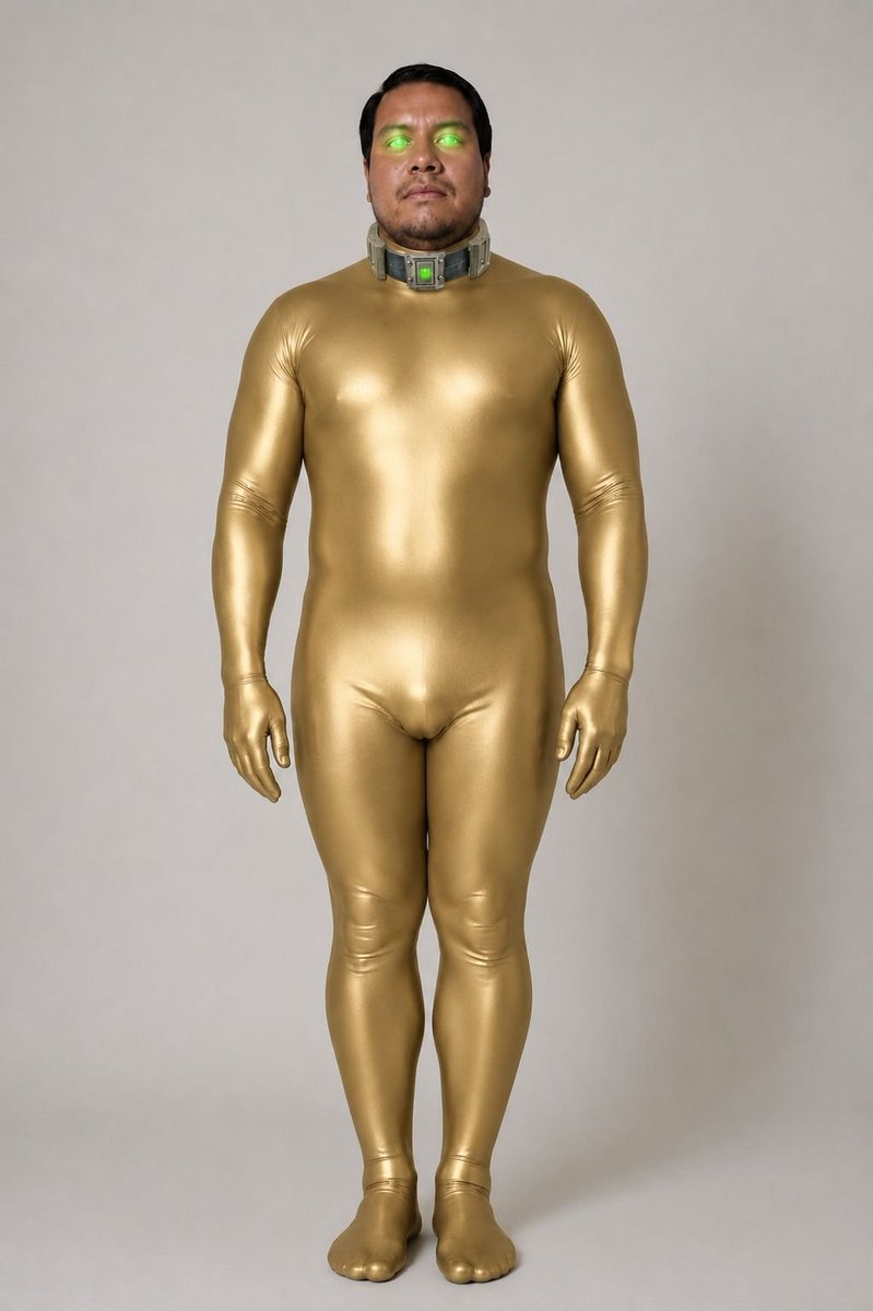 ydroidx023's tweet photo. What more could a millionaire guy want? 🤔 When Ethan returned home after a long trip, he was thrilled to see the extraordinary gift 🎁 his parents had gotten him: his old friend Seb, now clad in a gold spandex suit and a mind-control collar, completely under his control 🤖🫡 https://t.co/NigndDEFrt