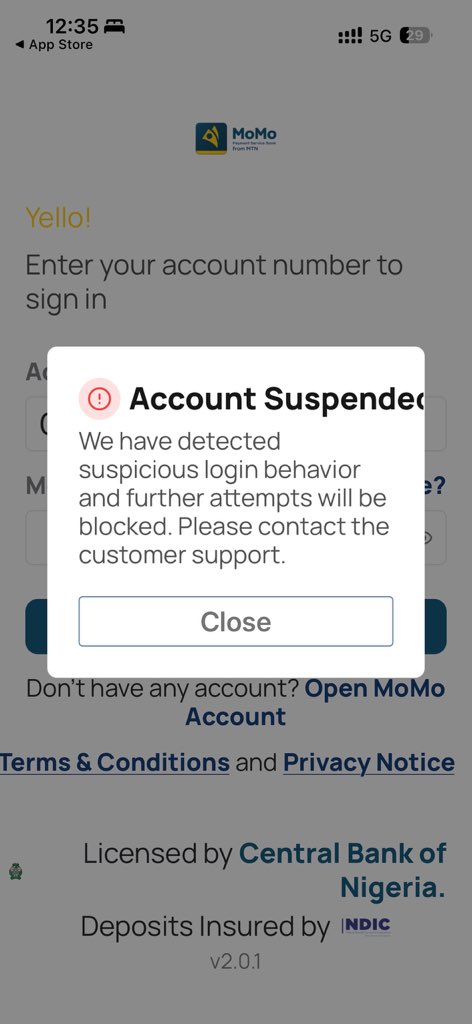 shocker_700's tweet photo. @MTNMoMoGroup This app is a big scam please don’t use MoMo I regret the day I open this app now my money is stuck inside I can’t login I can’t use the USSD code too https://t.co/nZsPMrKOlA