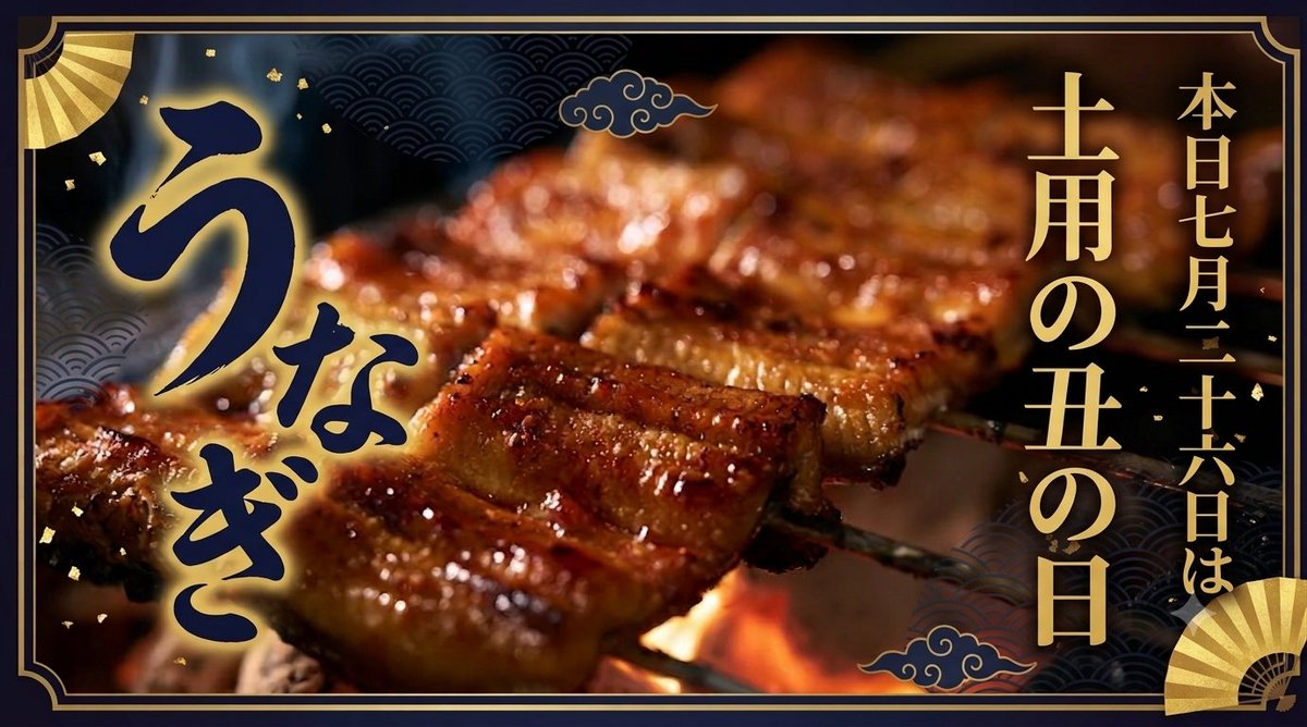 Image for the Tweet beginning: 今日は”土用の丑の日”

この日に頭に”う”がつく食材を食べるといいんだって～
鰻・牛・瓜（🍉もOK）・梅干し・うどんなど…

暑気あたり（夏バテ）に良いみたいだから
取り入れてみるといいかもね😉✨

ジェミちゃんに即興でバナー作ってもらいました
（直しどころあり～😁）

#デイトラ #Webデザイン 