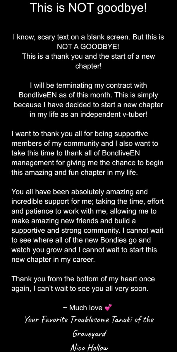TheNicoHollow's tweet photo. Scawy screen with text.
BUT BIG ANNOUNCEMENT https://t.co/cFJkSdhsUg