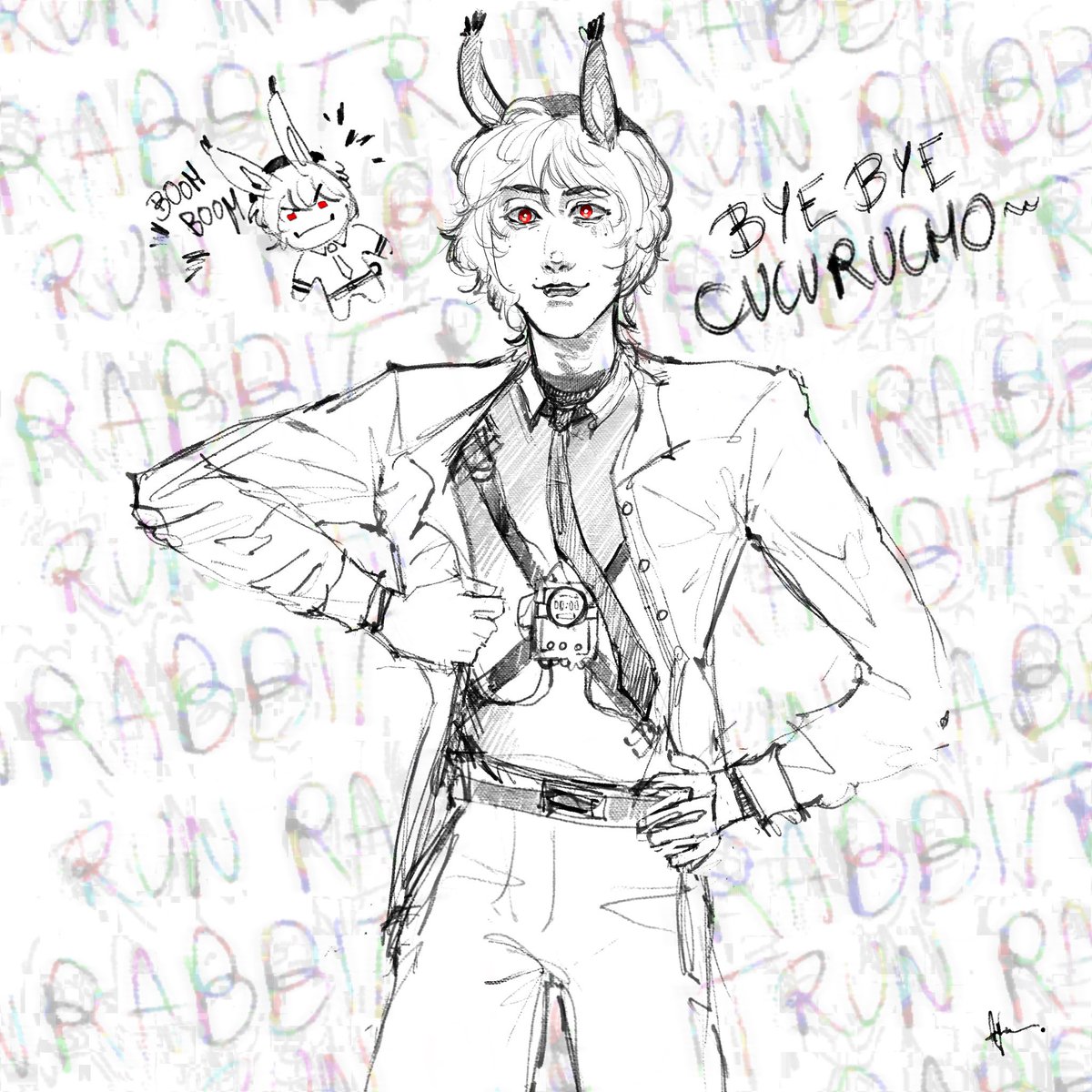 dusialol's tweet photo. Run rabbit, run rabbit~🐇💥 Big Q as a bunny  #qsmp2 #qsmp2fanart  #quackityfanart https://t.co/Eq1et7HM6Q