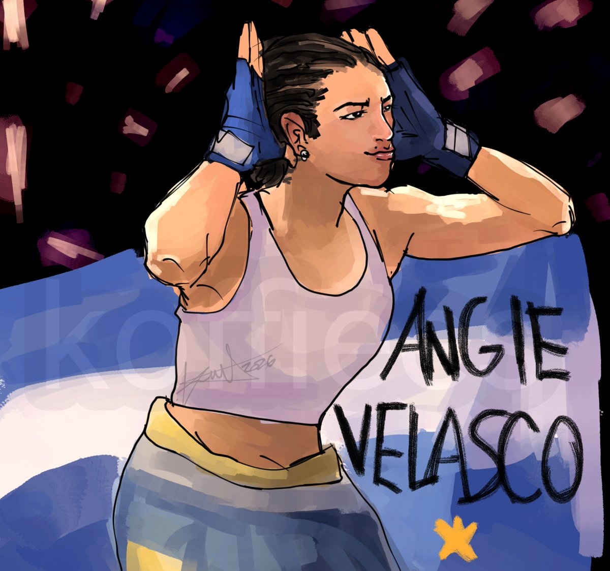 koffieess's tweet photo. Aaa lo hice rápido porque ando con migrañas, pero feliz de la victoria de Angie en la velada https://t.co/7Rxy8fM8Yl