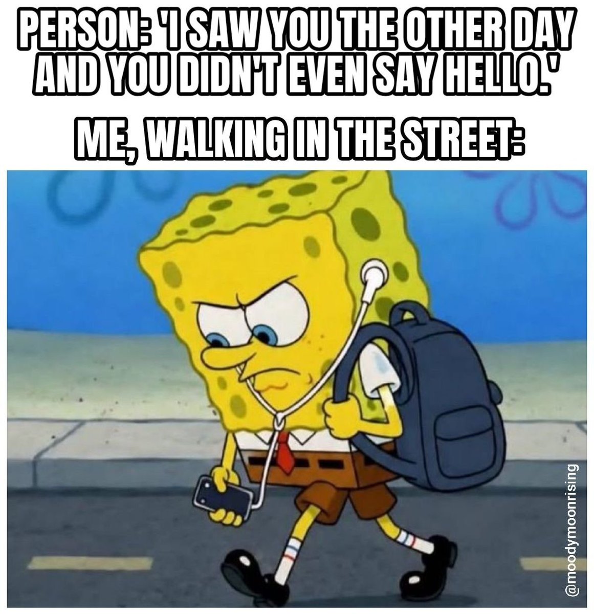 moodymoonrising's tweet photo. I see nothing...
•
☾
•
#meme #funny #memes #walking #introvert #angry #humor #mood #darkhumor #joke #jokes #acidhumor #sarcasm #moodymoonrising https://t.co/0JEgjft8zV