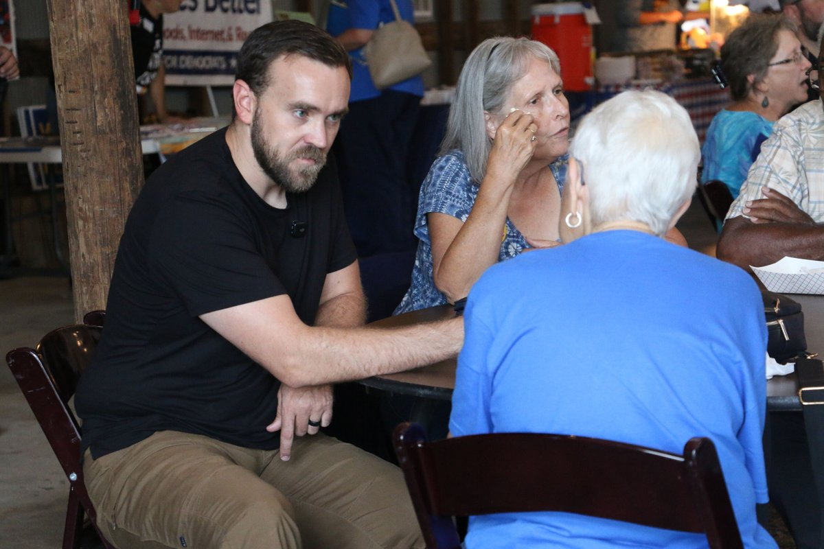 noahforkansas's tweet photo. At Democracy Fest in Winfield, people talked about rural hospital closures, affordability, and feeling like their communities aren’t understood anymore. I’ll show up anywhere and everywhere to have those conversations, and I’ll fight like hell for every Kansan. https://t.co/PtO1PqV6WG