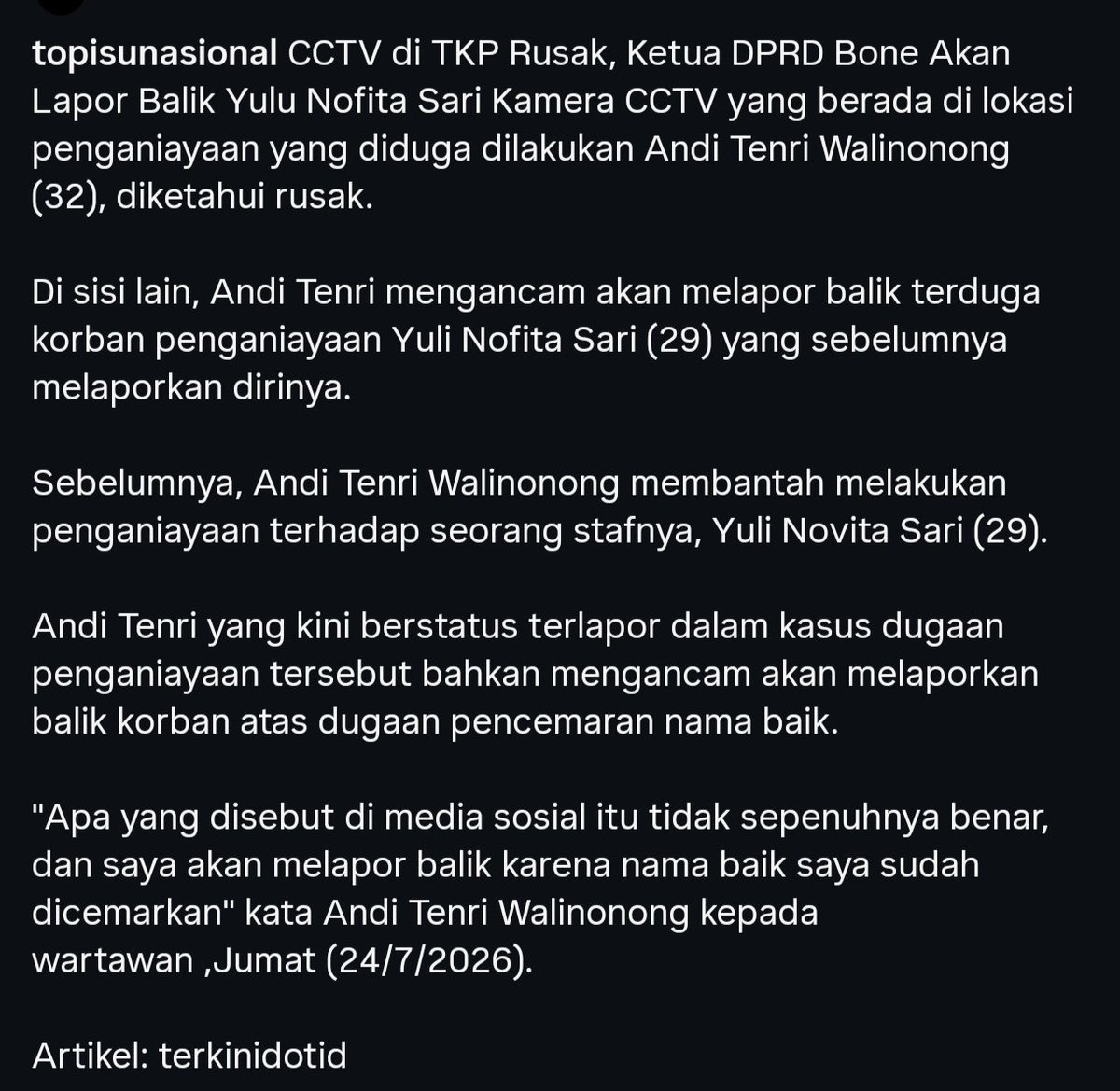 P3gEl's tweet photo. Beginilah jadi rakyat jelata, cctv di TKP rusak soal pelemparan kue ke wajah stagfnya. Ketua DPRD Bone ancam laporkan balik staff yang melaporkannya🤨 https://t.co/MOR0qAIBhK