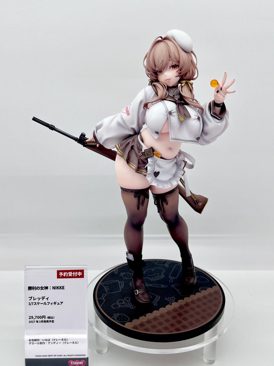 Claynel_news's tweet photo. 🎈ワンフェス 展示情報🎈

＼✨予約受付中✨／

「勝利の女神：NIKKE」より
『ブレッディ 1/7スケールフィギュア』

アニプレックスとの共同ブースにて
彩色見本を展示中🍭✨

▼ご予約詳細はこちら
https://t.co/eS5tTHbQVg

#NIKKE #ニケ #メガニケ #WF2026S https://t.co/fhsgtCkMzP