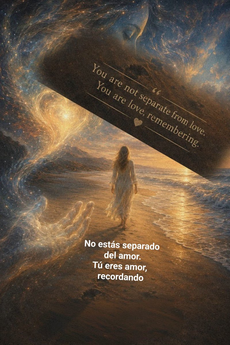 suaVe_teRNuRa's tweet photo. " IMPASIBLE

Cuanto más se aleja tu
corazón
de mí,
más
pensarás en mí,
porque estoy contigo
en presencia
y en la distancia.

En presencia,
me sientes,
pero no como un pensamiento,
porque tu mente está
llena de mí,
sin duda.

En la larga caminata
lejos de mí,
tu mente llena
ese espacio
con pensamientos;
captura el
recuerdo de
todo lo que soy,

pero como tus
ojos
miran hacia otro lado,
no puedes verme,

y, como caminas tan lejos,
tu corazón
no puede oír mi llamada.

Tu mente siente lo que
no se puede ver,
así que piensas...

Piensas
para llenar
ese espacio...

Piensas en
por qué te he
abandonado,
y aun así, camino contigo. 

Crees que soy todo el dolor que sientes, pero solo tengo amor para ti.

Maldices mi nombre, me rechazas, me ignoras.

No puedes verme, pero estoy contigo.

Puedes elegir alejarte de mí, pero nunca podrás abandonarme del todo, porque incluso tu dolor es solo la creencia de tu mente sobre tu distancia de mí.

Cuando eliges regresar, me sientes presente.

Cuando eliges alejarte, me sientes a la distancia.

No hay otro sentimiento que el de mi presencia.

Soy amor.

 Todo lo que no se siente
de amor
es solo
energía,
que impulsa
tu mente
de vuelta
a la
verdad.

Soy el
grano de arena,
y aun así
dejas
huellas
en la playa."

Heather Lea

"No estás separado del amor.
Tú eres amor, recordando"

#ElAlmaLoSabe 
#VuelveATi 
#SuaveTernura
