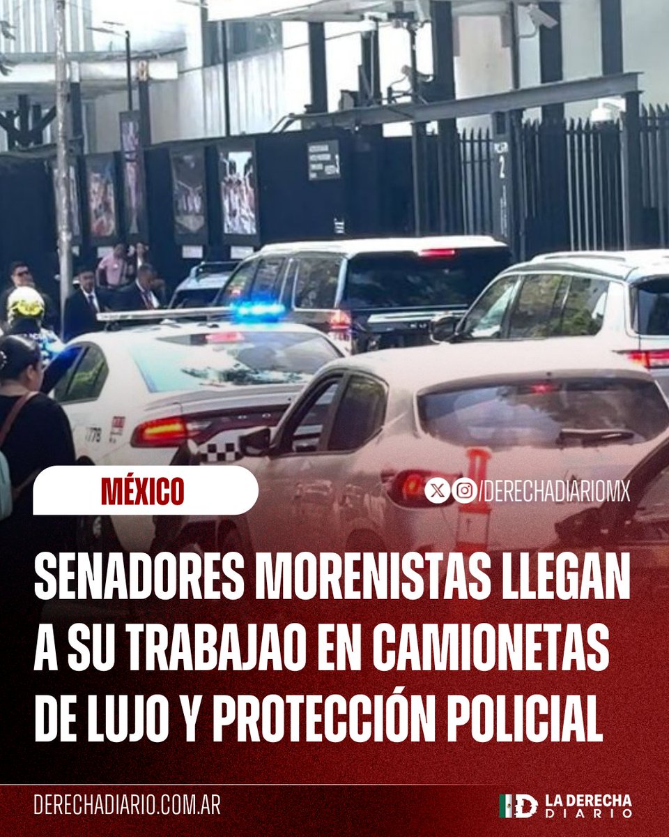 DerechaDiarioMX's tweet photo. 🚨🇲🇽 | LOS MÁS AUSTEROS: Senadores morenistas como Noroña y Adán Augusto López han sido captados en varias ocasiones llegando a su trabajo a bordo de camionetas blindadas y protección policial, porque disfrutan de los privilegios que la "4T" le ofrece a la clase política corrupta.