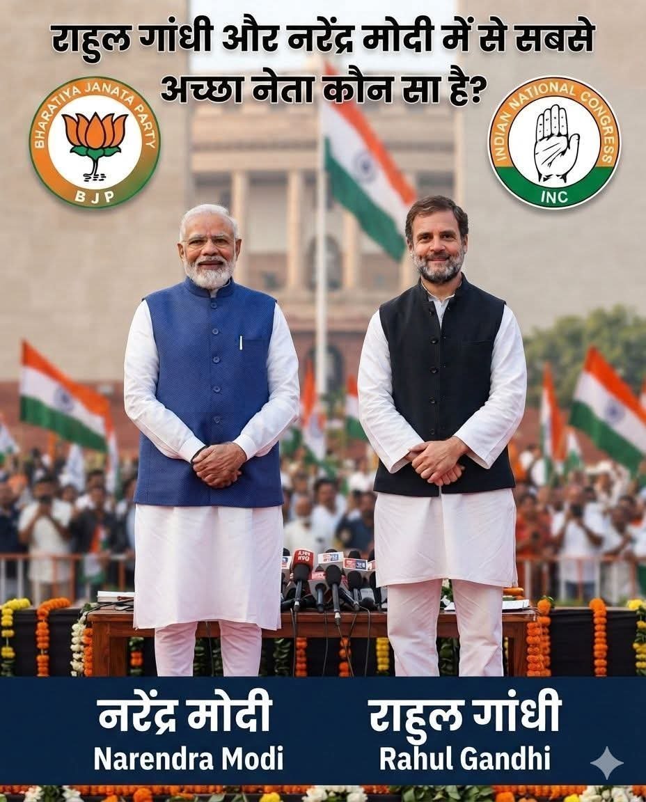 JantaXpressBR's tweet photo. 🚨🤔🙏राहुल गांधी और नरेंद्र मोदी में से सबसे अच्छा नेता कौन सा है, अपना अपना समर्थन दे, https://t.co/b5u0yx1dm8