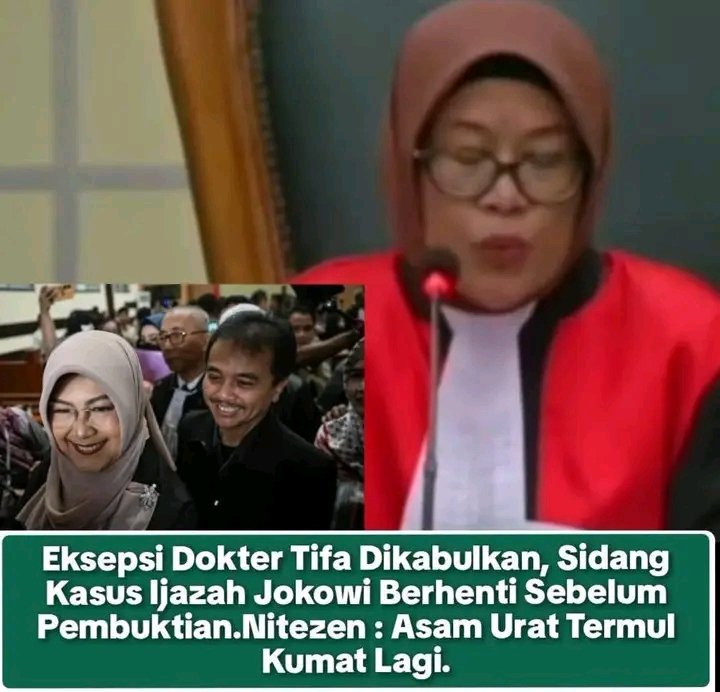 atipsthahir's tweet photo. Dr. Tifa MENANG!! 

Kini hanya Jokowi yang harus terus menjalani Sidang Pengadilan, yaitu ada 3 gugatan dari .. 

1. Dr. Bonatua Silalahi (PTUN &amp; DKPP). 
2. Bonjowi (Lukas Luwarso, dkk)
3. M. Taufik SH, dkk (PN. Surakarta). 

Semakin mustahil Jokowi bisa lolos!! https://t.co/HLidFlX7Uh