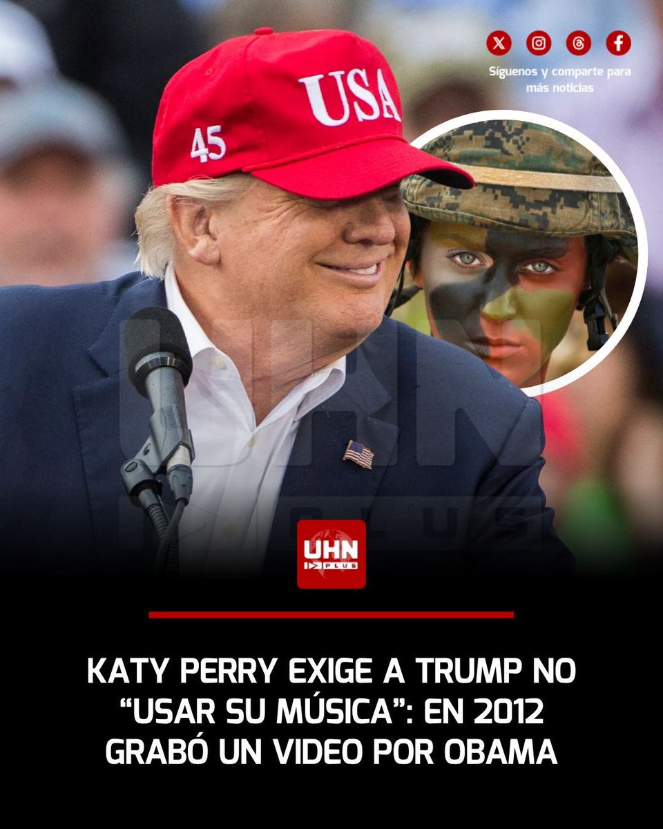 UHN_Plus's tweet photo. 🇺🇸‼️ | La cantante demócrata Katy Perry atacó este sábado a la Casa Blanca por usar "Firework" en videos militares, alegando "rechazar la guerra". Sin embargo, las redes no tardaron en recordarle que en 2012 colaboró directamente con el Pentágono de Barack Obama para filmar "Part of Me", un videoclip promocional con armas y marines reales.