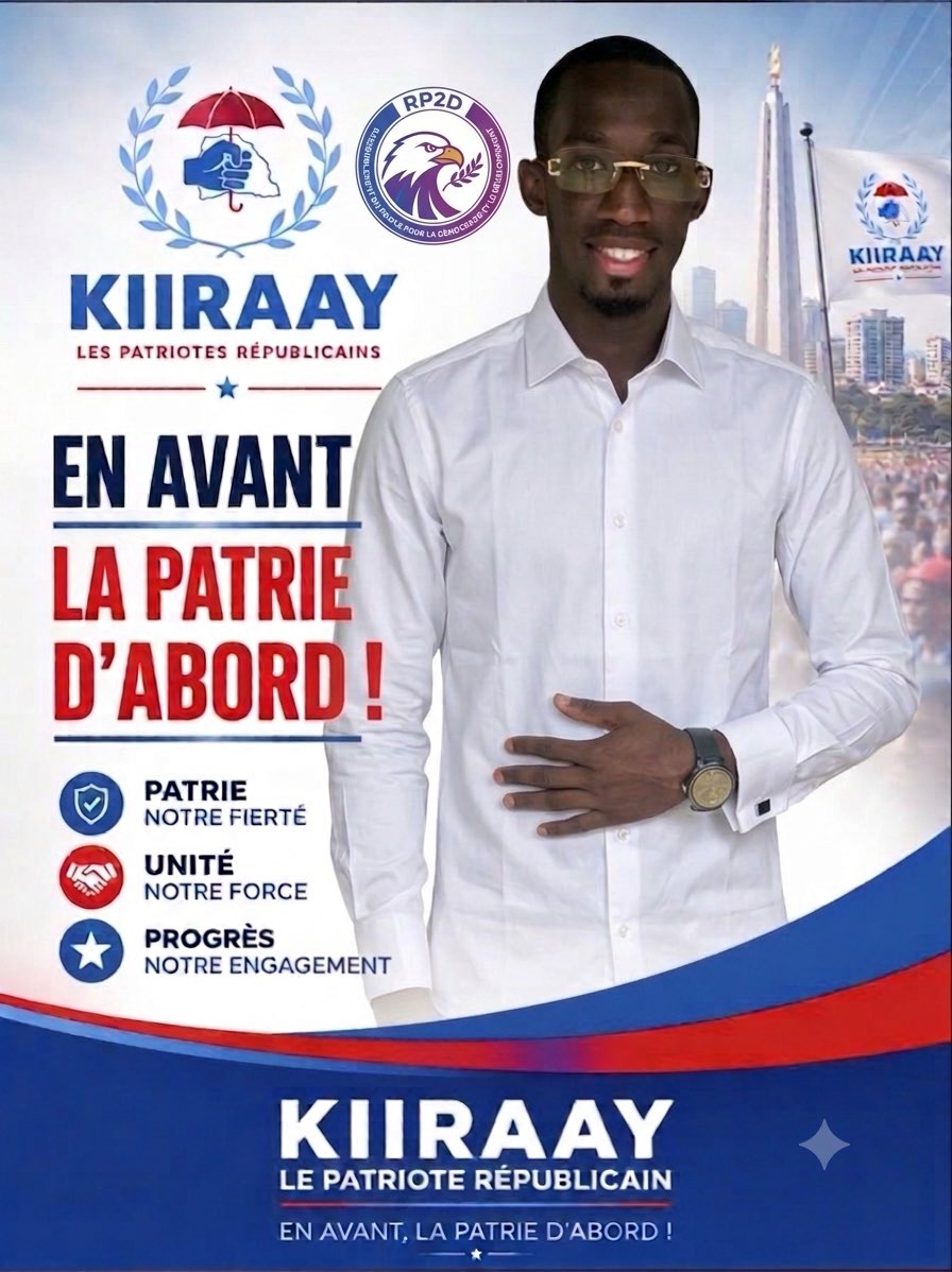 Ibnbarakane's tweet photo. L'heure de l'engagement a sonné. Nous plaçons la Patrie au cœur de toutes nos actions.
Ensemble avec Kiiraay et le RP2D, avançons unis vers un avenir de Progrès et de Fierté. 
EN AVANT, LA PATRIE D’ABORD !
#Kiiraay #RP2D #PatrieDabord #Engagement #Senegal #Elections2029 https://t.co/8rLB1nD8Zy