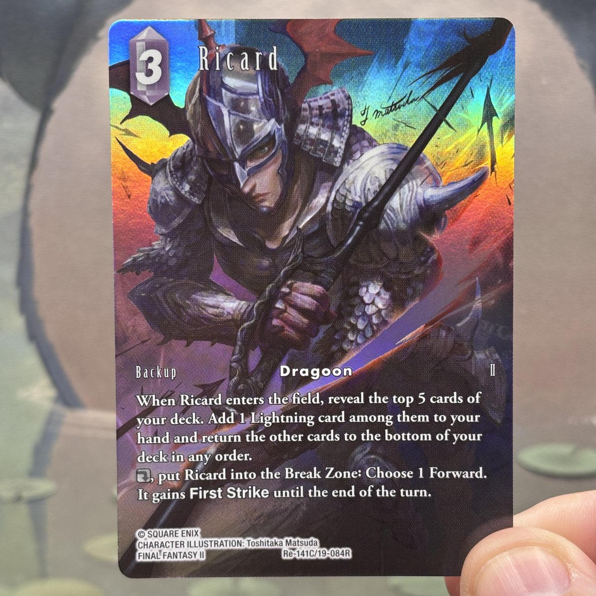 CGNomadAlt's tweet photo. This Ricard full art from the Final Fantasy TCG deserves way more love. ⚔️
The dramatic lighting, rainbow foil, and classic Dragoon pose make it one of the most underrated Final Fantasy artworks I've seen.
What's your favorite Dragoon card?
#FinalFantasy #FFTCG #FinalFantasyII https://t.co/jPmKGbObxR