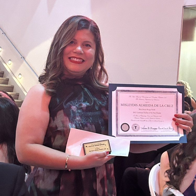 WBRSchools's tweet photo. We are celebrating Ms. Almeida, 7th grade science teacher at BMS, as a Louisiana state finalist for teacher of the year. https://t.co/L9oMG3YIEP