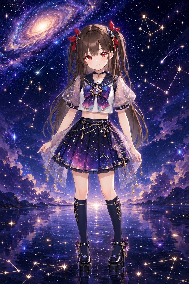 衣装　美品 megumix様から夜空に広がる銀河や星座の神秘をセーラー服へ落とし込ん