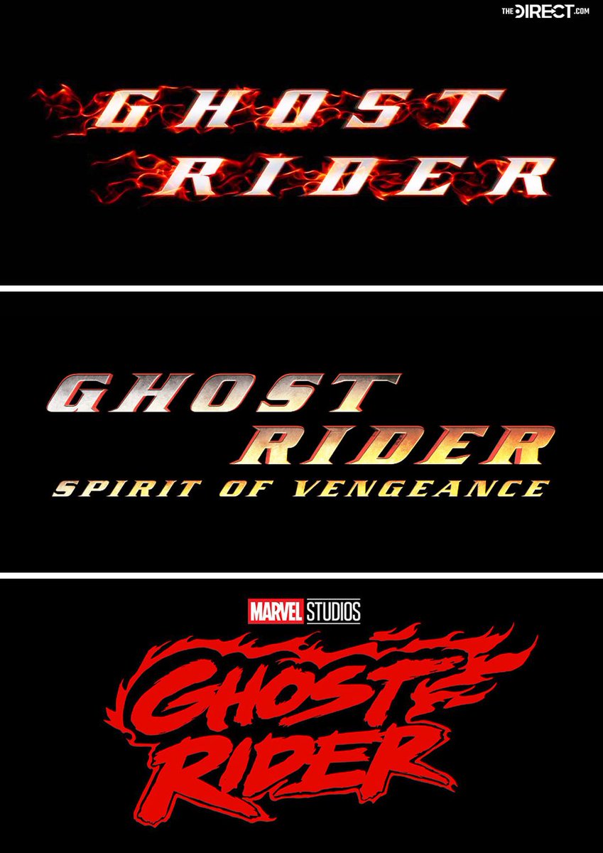 MCU_Direct's tweet photo. The official logos for the GHOST RIDER movies: https://t.co/QQiTyMyCSa