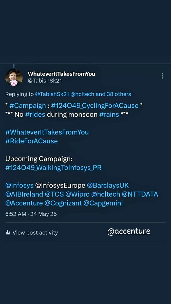TabishSk21's tweet photo. * #Campaign : #124O49_RunningForACause *

Distance Ran on 26-Jul-2024 ==> 07 KMs
Running since 09-Aug-2022 
Total Distance Ran in 718 Days ==> 3590 KMs

#WhateverItTakesFromYou
#RunForACause

Upcoming Campaign: #124O49_WalkingToInfosys_PR 

@Accenture @AIBIreland
#Accenture https://t.co/SwHJhAsTmP