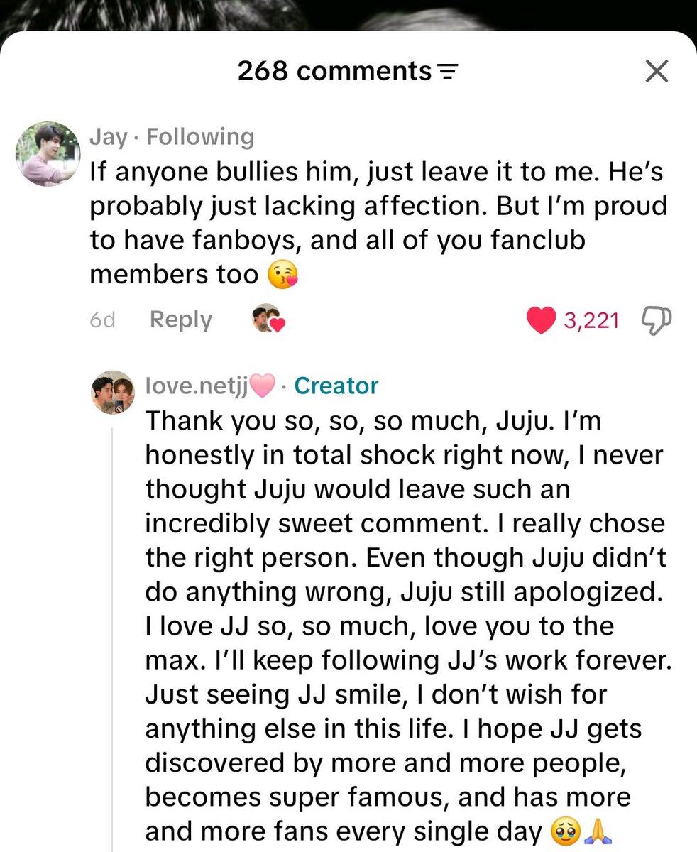 jinnie0097's tweet photo. woke up and this is the first thing i saw in my tl.. juju's reply to a fanboy getting bullied just for being a fanboy.. my sweetest juju 🥹

#jj_rcp @jj_rcp Ი𐑼 https://t.co/AF1dMke0wh