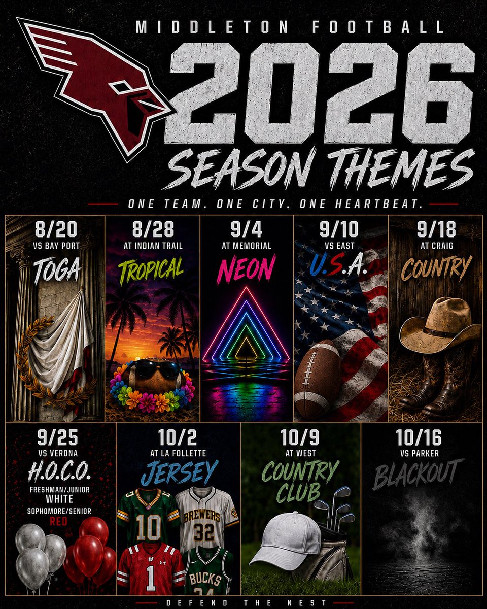 middletoncardfb's tweet photo. WAKE UP, MIDDLETON STUDEY! The 2026 season is almost here...are you ready to make some noise? #2026season #gamethemes #getloud #defendthenest #middletonfootball https://t.co/E1kCaXimFA