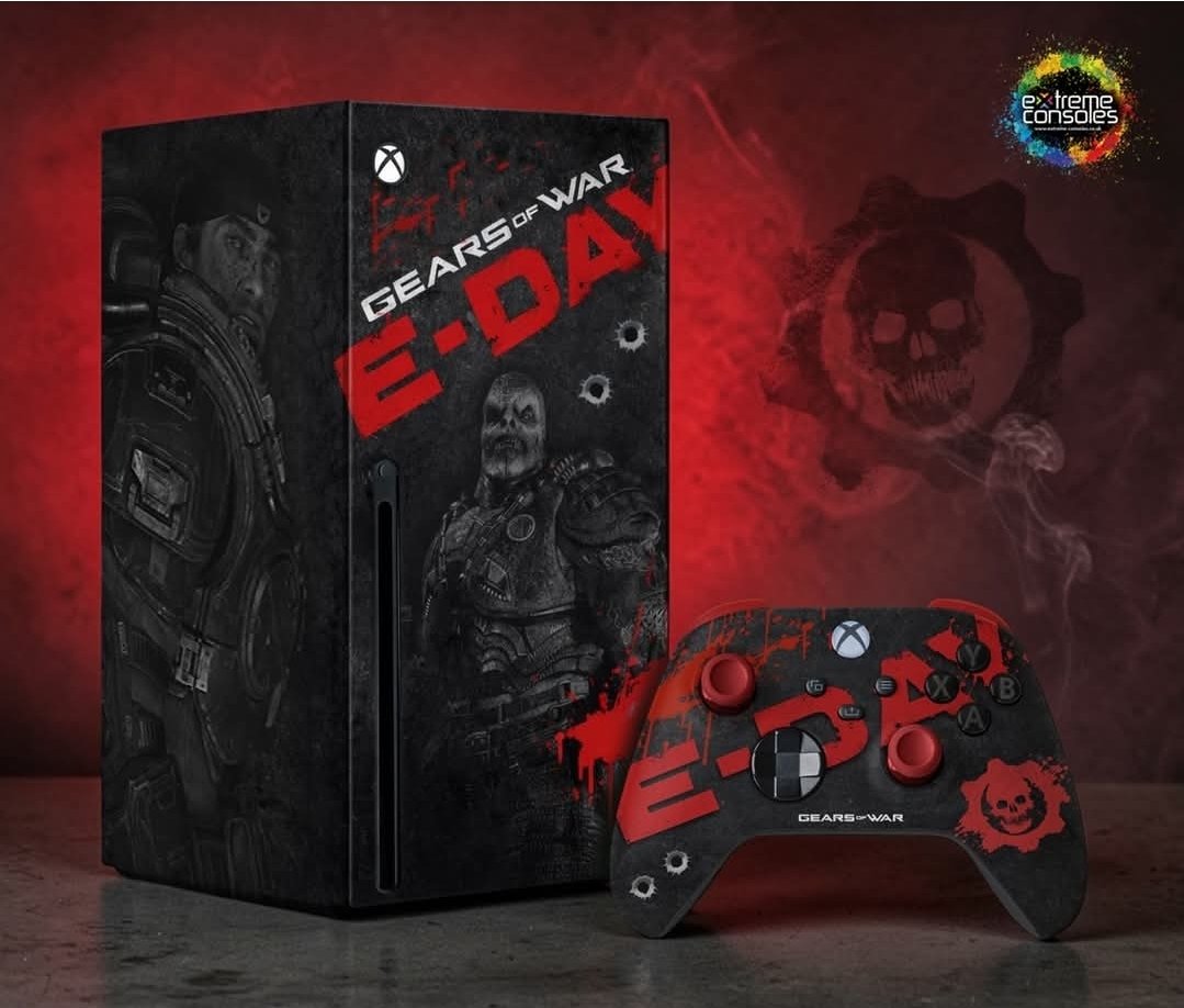 oskool_g's tweet photo. ❎️BOX GEARS OF WAR E DAY:

Not really into console skins but I would've 😍 to have seen a custom Gears of War E Day console...👀 https://t.co/QuQ6O4N33O