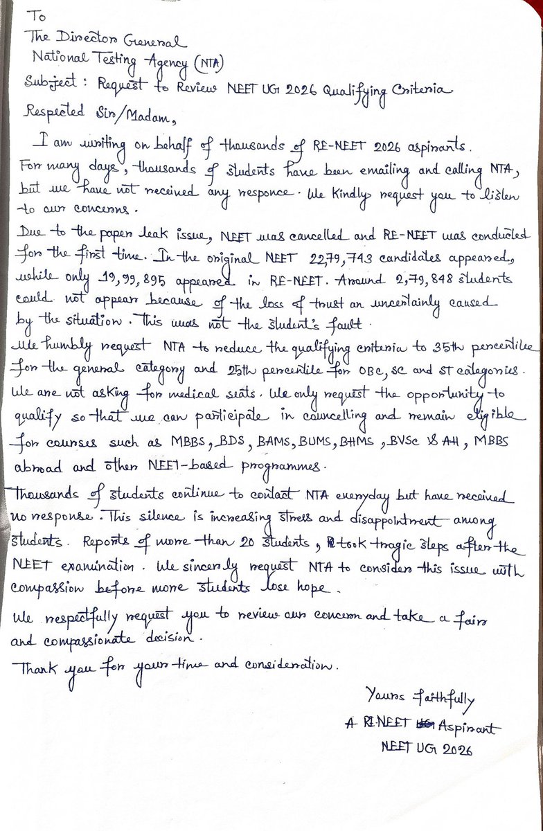 Nirvana2005s's tweet photo. Please consider it @EduMinOfIndia @JoshiPralhad @narendramodi @abhijeet_dipke #REDUCEQUALIFYINGPERCENTILE @NTA_Exams https://t.co/VYTyhyC1Tf