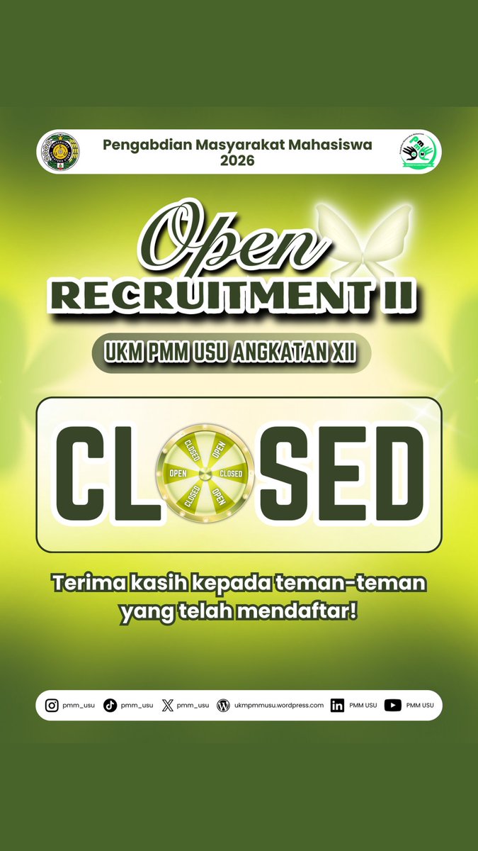 pmm_usu's tweet photo. [Open Recruitment II UKM PMM USU 2026 Sudah Ditutup!]

Terima kasih untuk teman-teman yang sudah antusias mendaftar 🤗

Stay tuned untuk tau info lebih lanjut terkait pengumumannya ya🌟

✨Let's Care and Share Together✨

#UKMPMMUSU
#UKMPMMUSU12
#LetsCareandShareTogether https://t.co/SHf8c2nvQ2