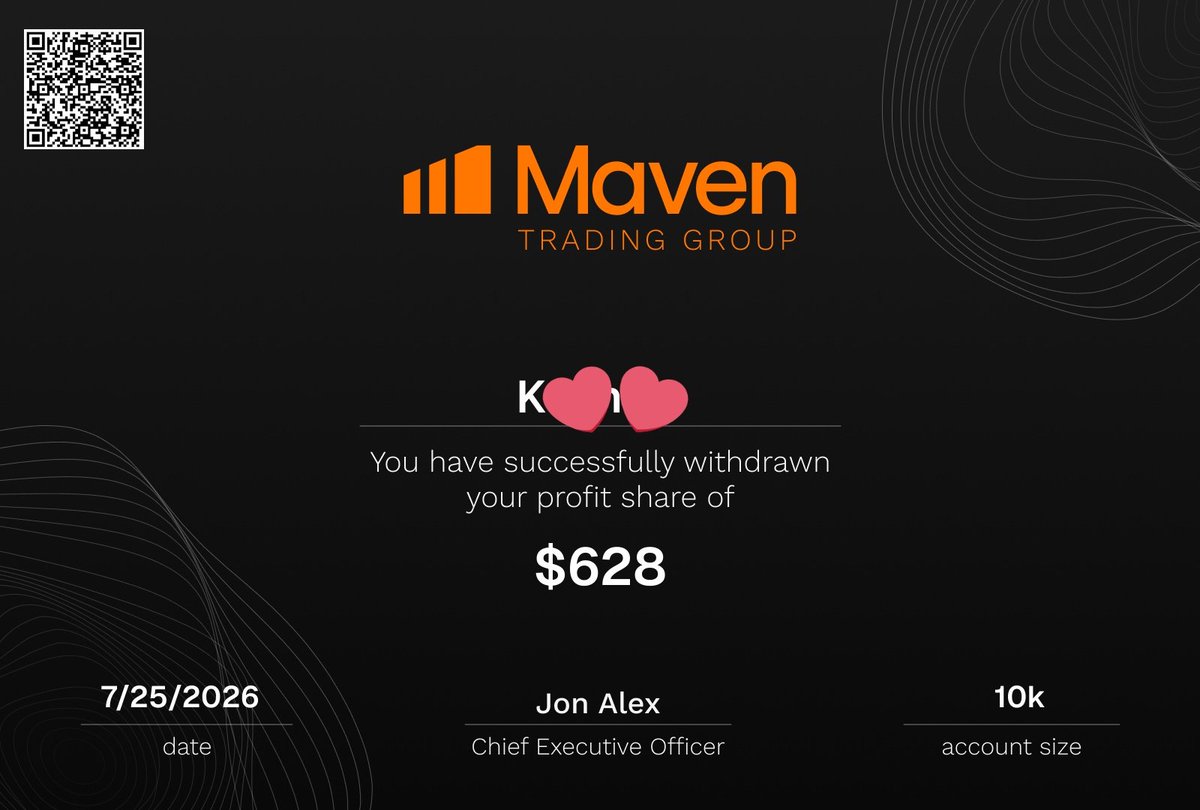 ForX_KS's tweet photo. Payout received successfully.✅
Thanks @Maventrading for the fast and smooth payout process.
#MavenTrading #PropFirm #Trading https://t.co/J3hgjoLUBK