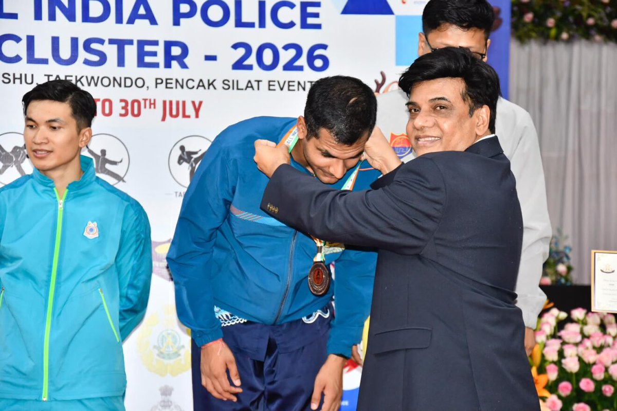 SSB_INDIA's tweet photo. 🥋 #SSB shines at the 11th All India Police Judo Cluster Championship 2026!

Sashastra Seema Bal emerged as the Overall Champion in the Men's Judo Category at the 11th All India Police Judo Cluster Championship 2026, organised by @CISFHQrs at the Indoor Stadium, Gachibowli, #Hyderabad.

🏅 Men's Judo Medal Tally

🥇 Gold (4): 
• Max Laishram (73 kg)
• Vikram (90 kg)
• Aman Kumar (100 kg)
• Dhyan Singh (+100 kg)

🥈 Silver (1): 
• Yash Bhardwaj (100 kg)

🥉 Bronze (2): 
• Keshav (66 kg)
• Nishant Singh (73 kg)

Overall, SSB delivered an exceptional performance at the championship, securing 6 Gold, 4 Silver and 4 Bronze medals across the Men's and Women's Judo competitions and emerged as the Overall Champion in the Judo events.

#DGSSB and all ranks of #SSB congratulate the medal winners, coaches and support staff for this remarkable achievement.

#AIPJC2026 #Judo #FitIndia #NationFirst #WomenInSports

@HMOIndia @PIBHomeAffairs @YASMinistry @Media_SAI @FitIndiaOff @PIB_India @mygovindia