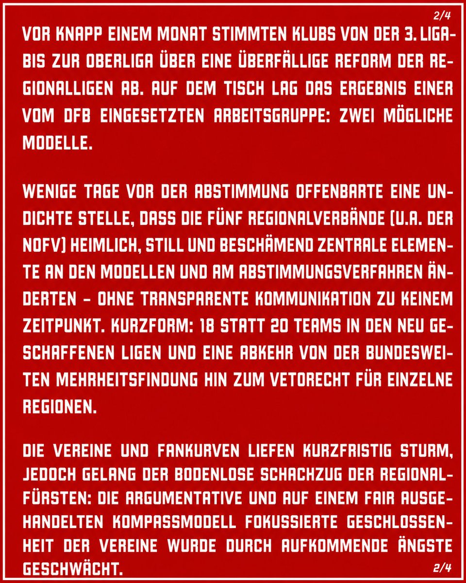 News_FCNurnberg's tweet photo. Die Nordkurve Nürnberg unterstützt den gemeinsamen Aufruf zahlreicher Fanszenen zur Aufstiegsreform in den Regionalligen. Gefordert werden transparente Entscheidungen, faire Strukturen und mehr Einfluss für Vereine und Fans.
#FCN https://t.co/ZWE98MlWvA