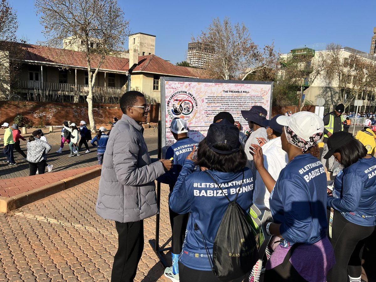 VisitConHill's tweet photo. The #702walkthetalk kicked off with a bang! As part of the 15km route , ConHill and WeThePeopleSA  have been welcoming and encouraging the people to complete their journey with exciting activations that help them with Constitutional Literacy and their rich history!

#702WalkTheTalk #MandelaMonth #VisitConHill #ILoveGauteng

Gauteng Tourism Authority