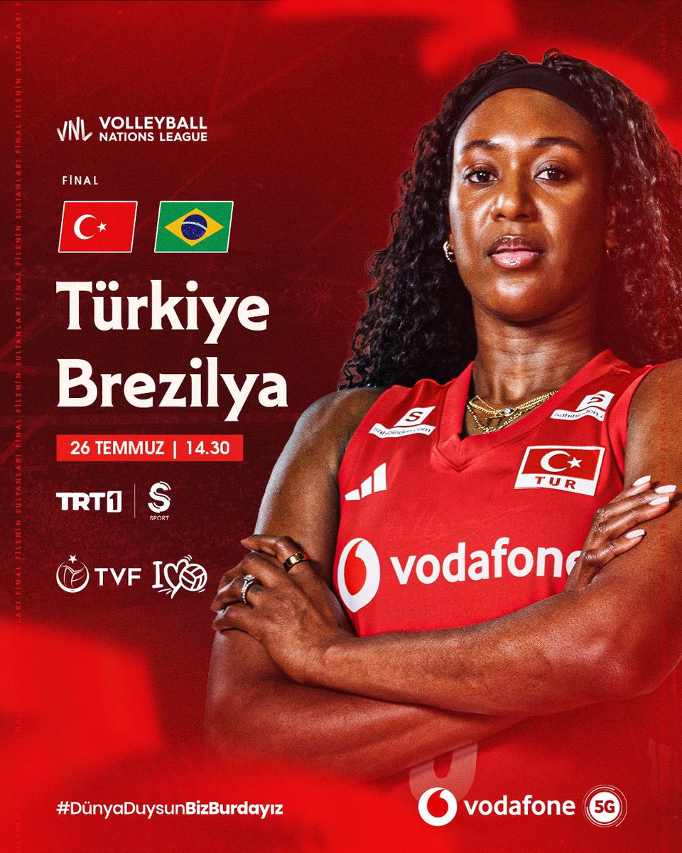 TVForgtr's tweet photo. GERİ SAYIM BAŞLADI!⏳🥰

Filenin Sultanları FIVB Voleybol Milletler Ligi’nde kupayı evine getirmek için sahaya çıkıyor!🙌🏻

🆚 Brezilya
⏰ 14.30
📺 TRT 1 | S Sport https://t.co/LcNMV3Y3n9