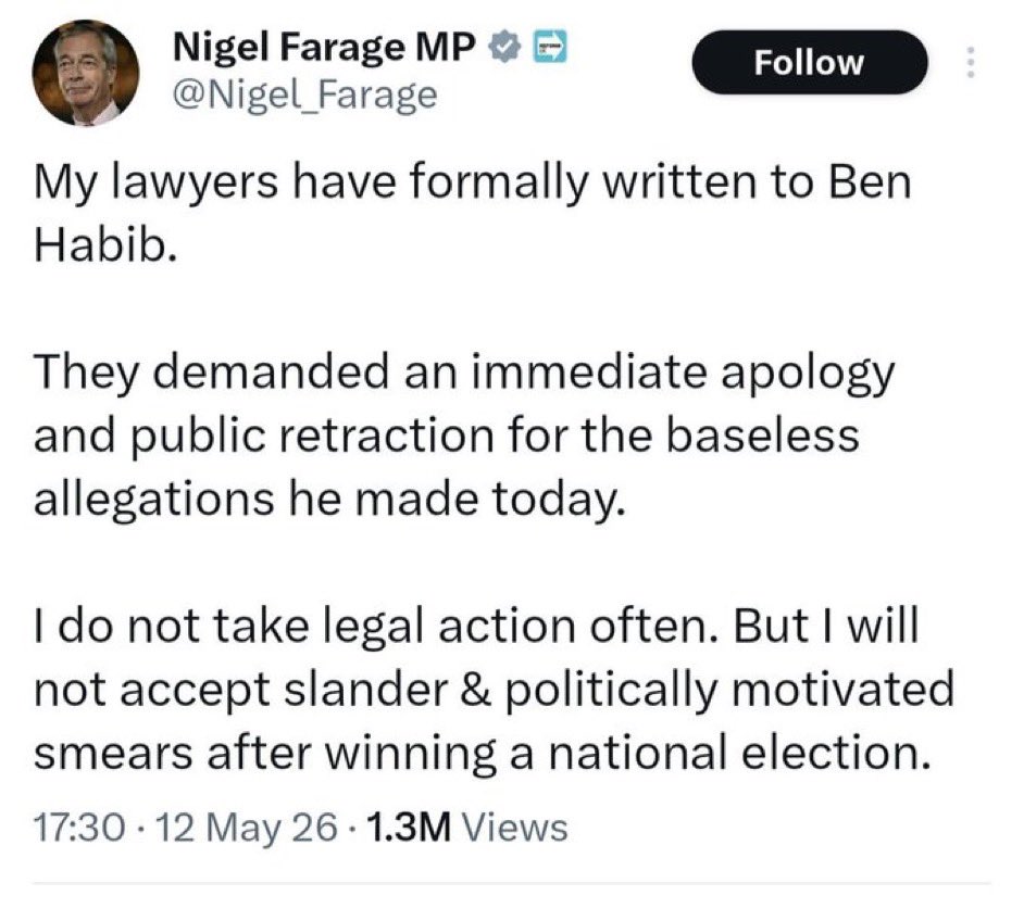 smfcallands's tweet photo. @JossJo_1989 @TiceRichard Ask yourself why has Farage never taken action against Habib as promised. These guys jump up and down, grandstanding for the gullible and never follow through. https://t.co/rKMITaMLqW