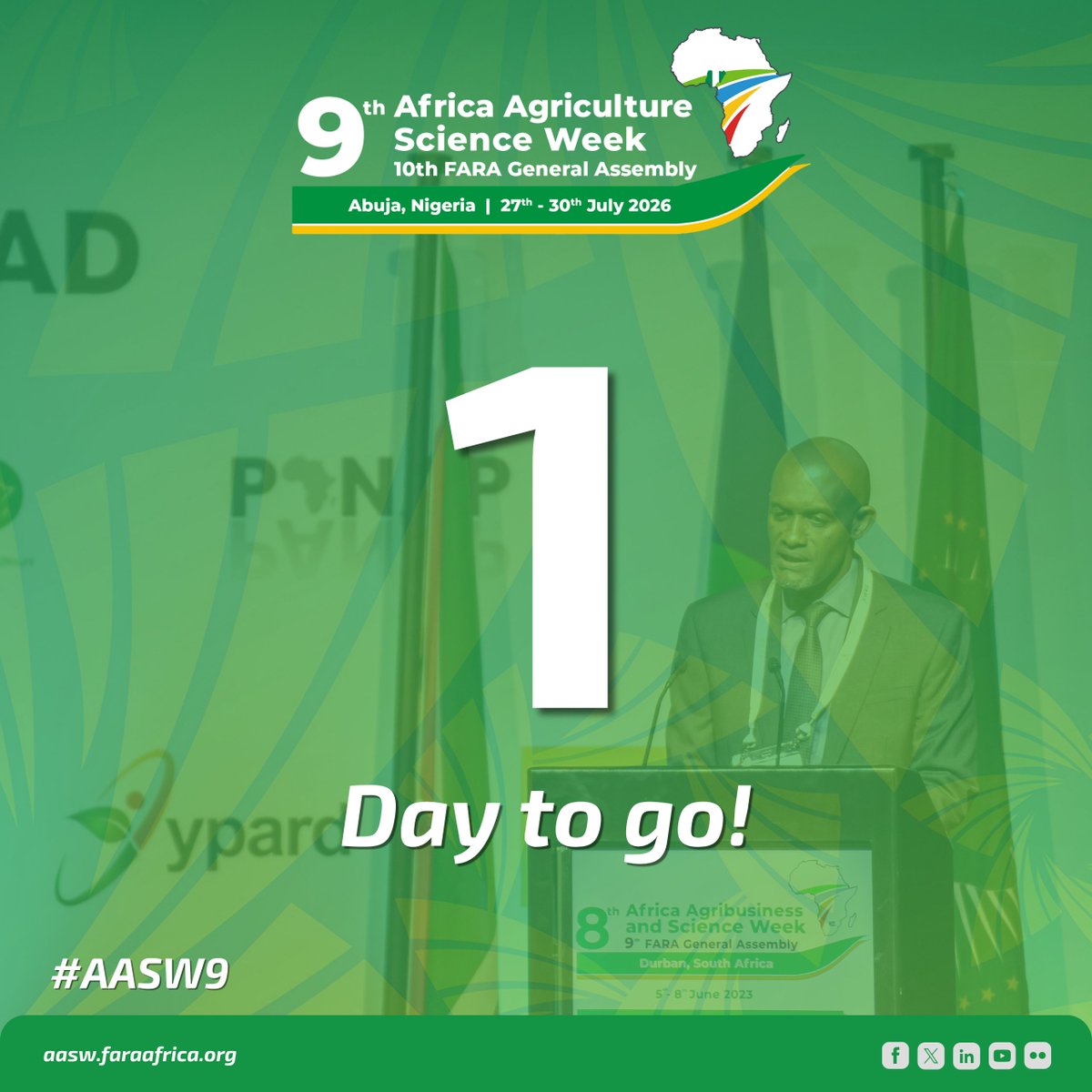 FARAinfo's tweet photo. Tomorrow, Africa comes together!
Tomorrow, partnerships begin!
Tomorrow, innovations become action!

Abuja is ready! Africa is ready! Are you??

See you at the #AASW9

🔗 https://t.co/jxQusP7g09

#FARA #AgricultureScienceWeek #AgrifoodSystems #AgricultureInnovation https://t.co/cdW3Qd99yx