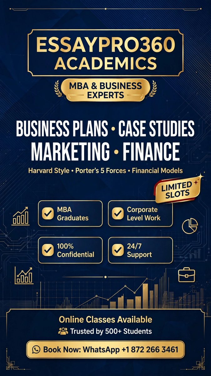 Academiawriter1's tweet photo. 📊 MBA Case Study Due?

ESSAYPRO360 ACADEMICS
Business Plans • Marketing • Finance

✓ MBA Graduates
✓ Corporate Level Work

WhatsApp: +1 872 266 3461

#MBA #BusinessSchool #EssayHelp https://t.co/Zj7VvkZDfz