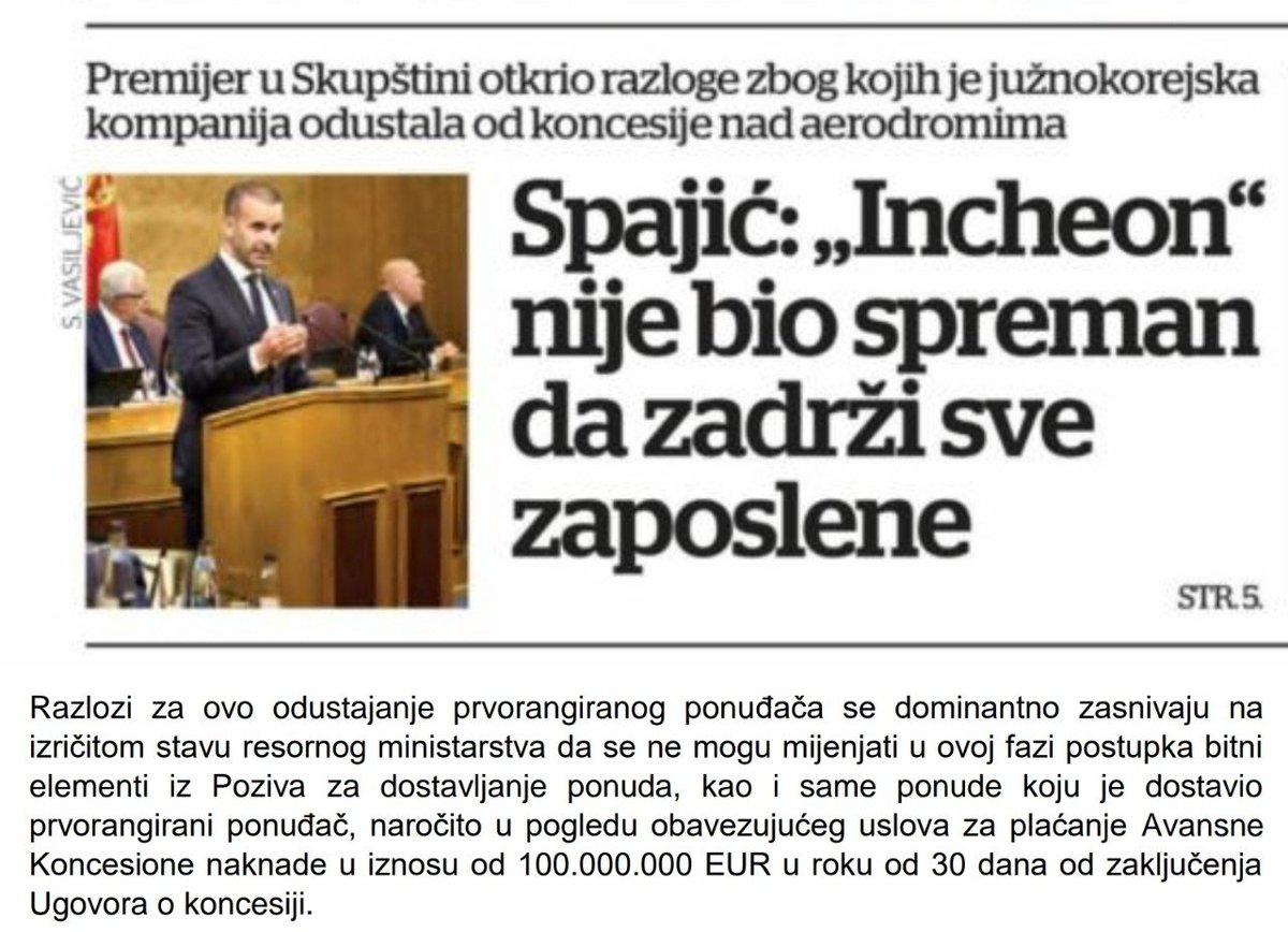 Fidelity_cg's tweet photo. KO TO TAMO LAŽE?

Premijer juče u Skupštini KAŽE da je razlog odustajanja od koncesije to što koncesionar nije bio spreman da zadrži sve zaposlene.

Istovremeno, Vlada čiji je on premijer usvaja informaciju u kojoj PIŠE da je razlog odustajanja koncesionara plaćanje koncesione naknade od 100 miliona eura u roku od 30 dana zaključenja ugovora o koncesiji.

Zbilja, što je ovoooooo 🤡🤡🤡