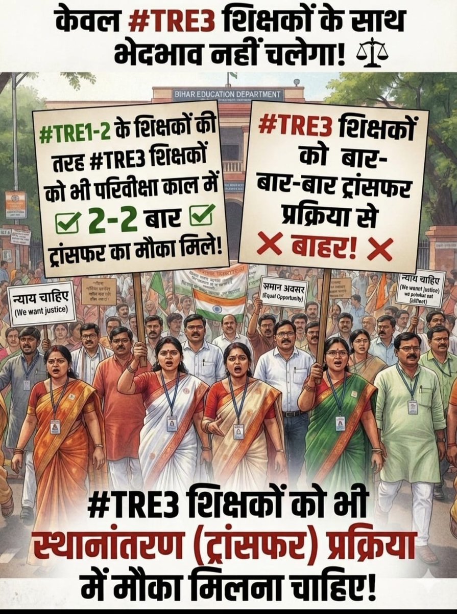 PankajPandeySsm's tweet photo. ड्यूटी निभाते-निभाते
घर की दहलीज़ भी पराई हो गई…
TRE3 शिक्षक आज भी अपनों से जुदा हैं।
मेहरबानी करके TRE3 के शिक्षकों को भी ट्रांसफर में मौका दीजिए।
#TransferForTRE3 
@IPRDBihar @BiharEducation_ @TheNewspinch @News18Bihar 
@mkrtiwari_bjp @samrat4bjp @RajnishJhakumar https://t.co/Ua8eW7vIk1