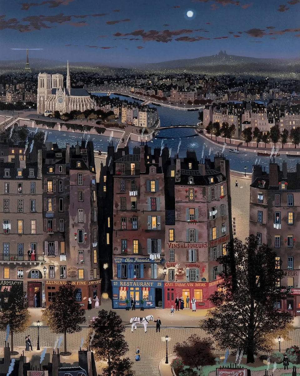 Parisianaes1's tweet photo. Stunning paintings of Paris at night, in 1994 by the artist Michel Delacroix 🖼️ https://t.co/veS6y3pNYP