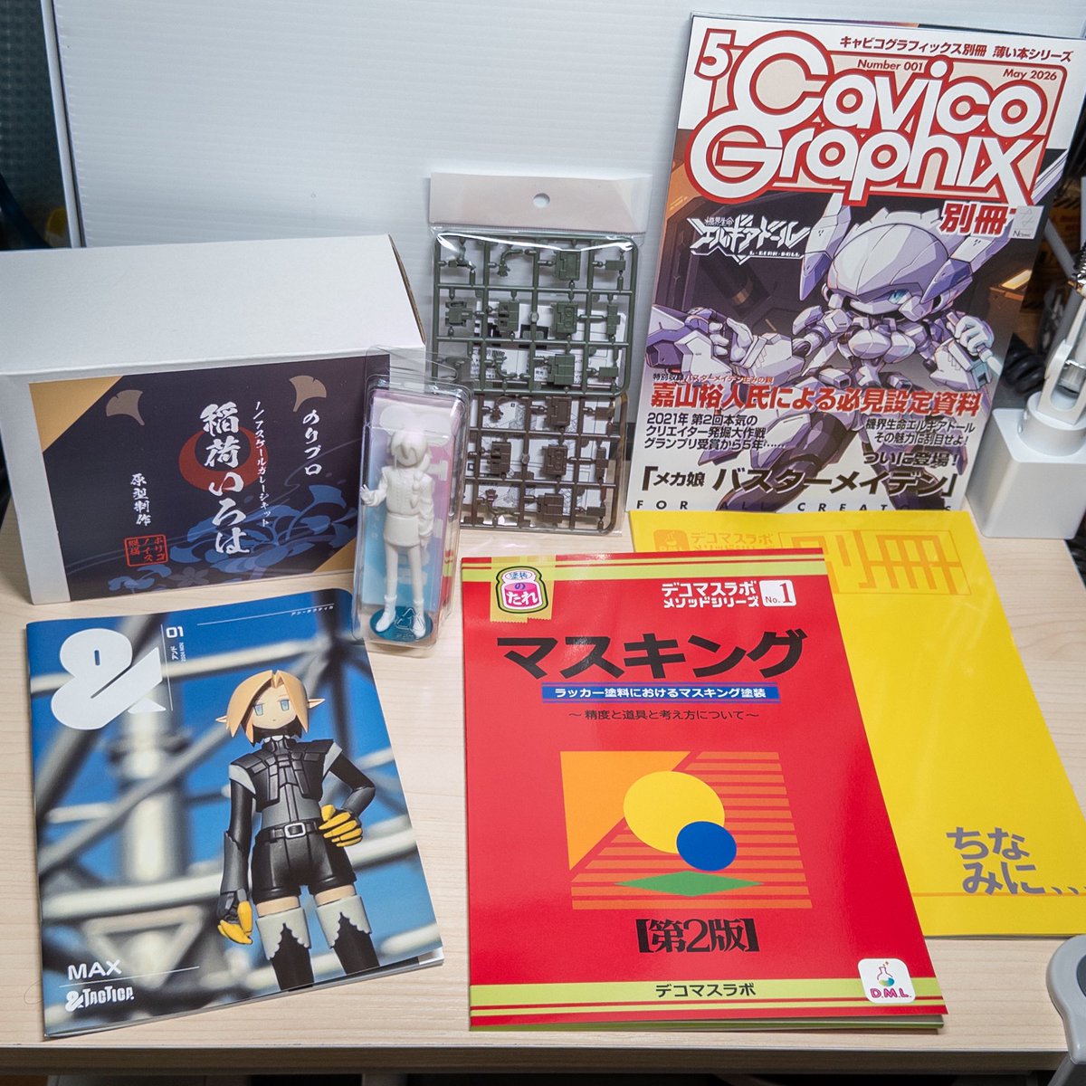 585toy_box's tweet photo. ワンフェス戦利品
ガレキイベントでキットより冊子の方が多いというのは初めてかも？
マスキングの勉強頑張ります。
先に入場して稲荷いろはさんのガレキを確保してくれたフォロワー様に大感謝 https://t.co/IdQVRkYSfh