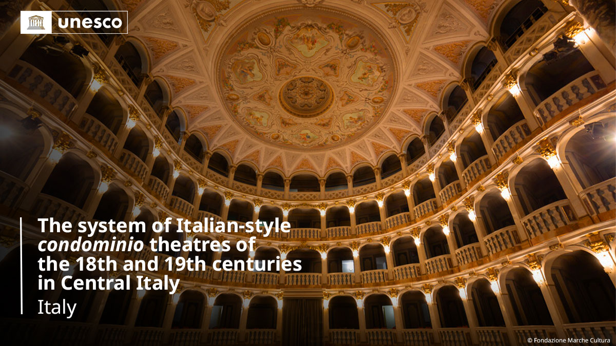 UNESCO's tweet photo. 🔴 BREAKING!

New inscription on the @UNESCO #WorldHeritage List: The system of Italian-style condominio theatres of the 18th and 19th centuries in Central Italy, #Italy 🇮🇹.

➡️ https://t.co/C6jDu4Fz5g #48WHC