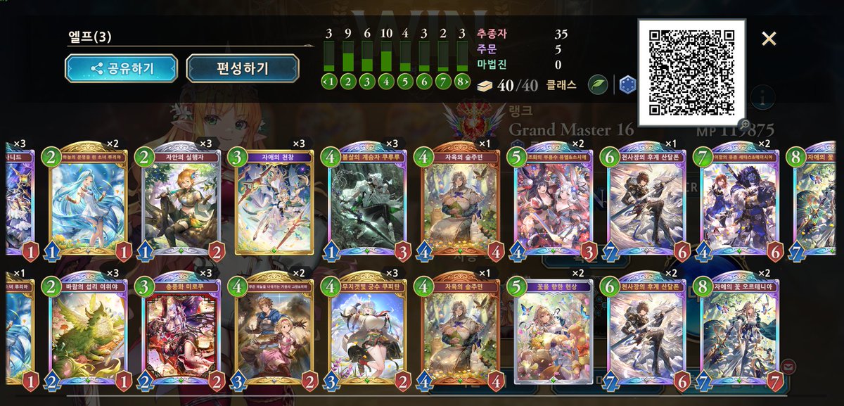 Han_sv417's tweet photo. 手作り進化エルフ (2072) 最高cr到達！
みんなが進化テンポエルフに強いデッキを作り始めてからは、こっちが勝てると思って2000近くから進化エルフにしていたよ！

最近の環境では盤面逆転されることが多く、逆転されたときにクルルやクピタンのようなカードが必要なので、その点だけ意識すればOK👍 https://t.co/TmS4ewLPwd