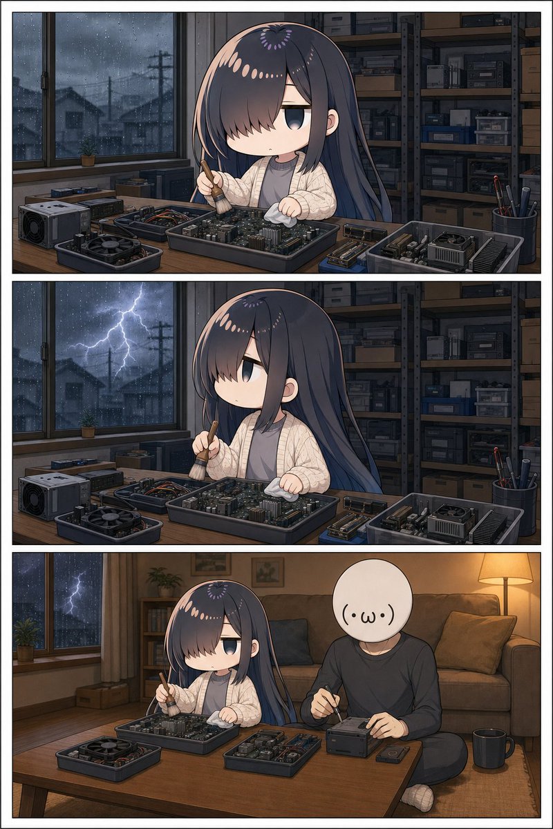 Pudding_tei's tweet photo. 雷すごいね(・ω・)
メカクレちゃん「べつにこわくはない」 https://t.co/q9OLMnmohv