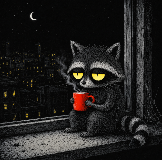 RACCINO_DEV's tweet photo. One winter night, the sun never rose. The clocks kept moving while the city disappeared into silence and darkness. Then Raccino noticed that the steam from his red mug had begun to glow.

#Pump #Solana #RACCINO https://t.co/qqHO0Ikqli